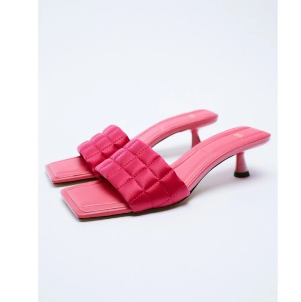 Zara* Heeled Sandal Pink Quilted